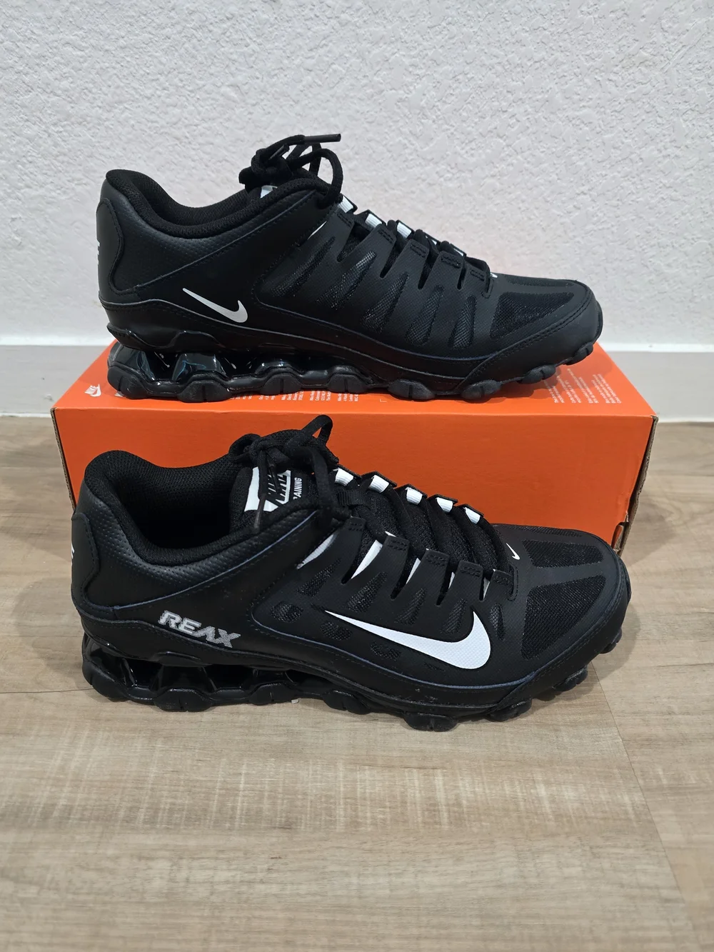Nike Reax Black Running Shoes with White Swoosh